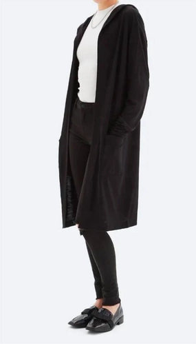 Hypoallergenic Yarn Construction Valery Hooded Cardigan In Black