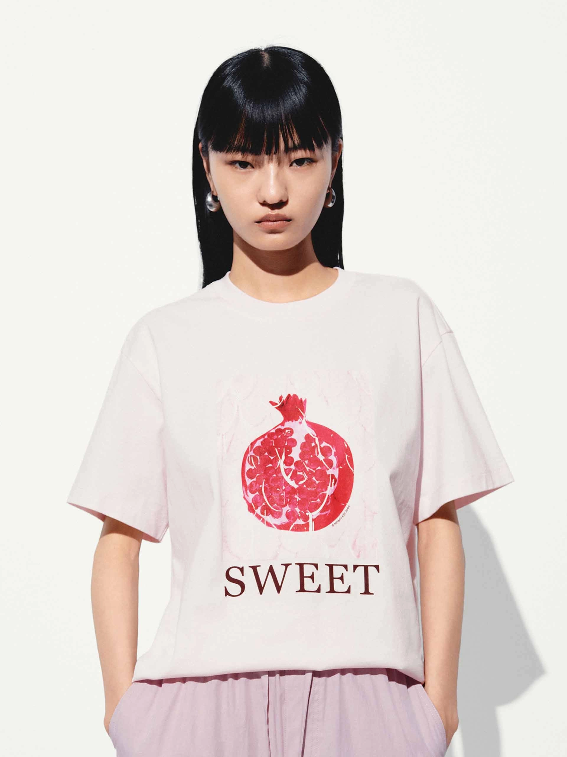 Sporty Fashion Weekend Comfort Wear Fruit Print Cotton T-shirt