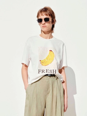 Fruit Print Cotton T-shirt Soft Layer