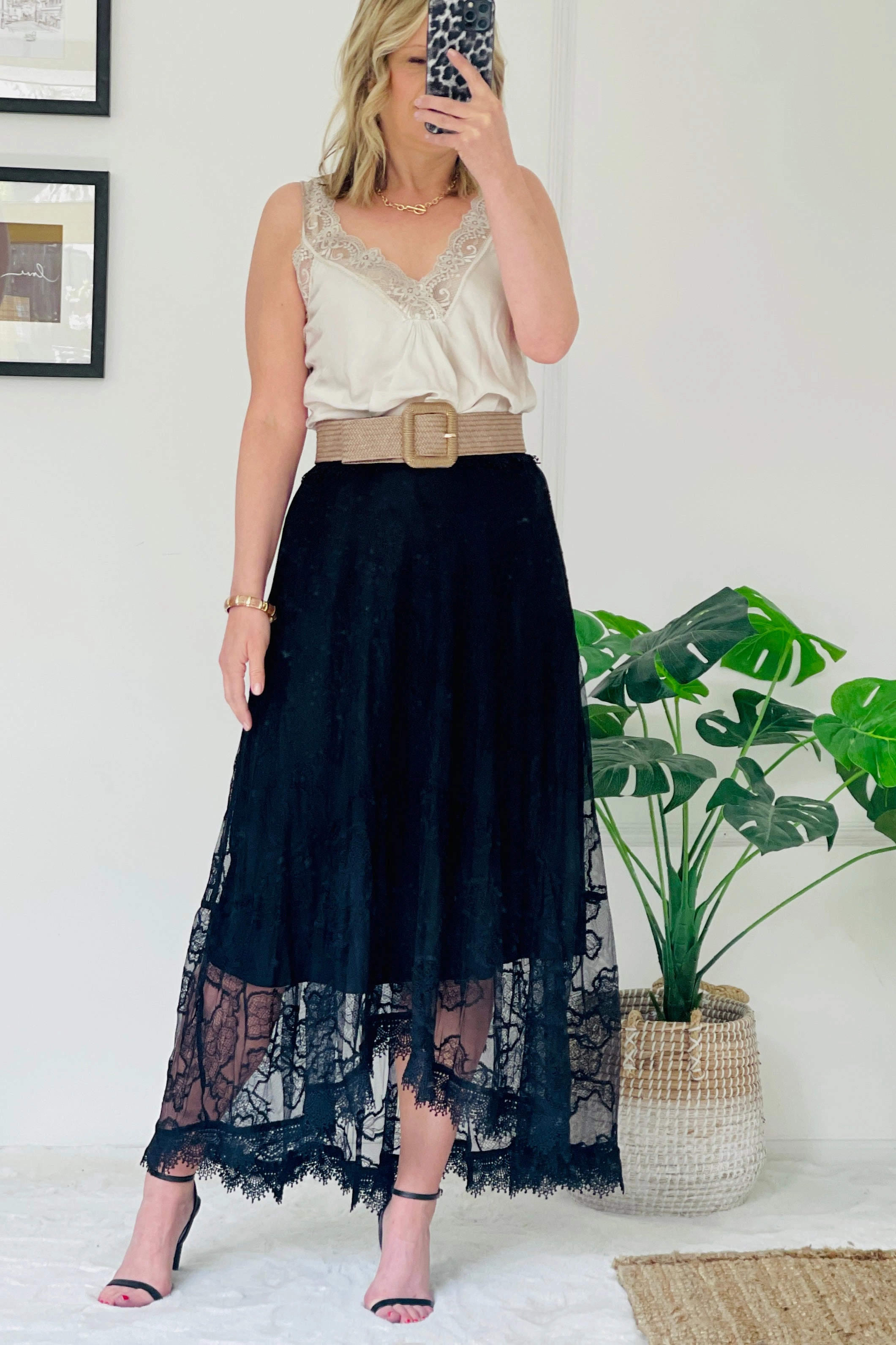 Valencia Lace Embroidered Tulle Skirt Bold Details