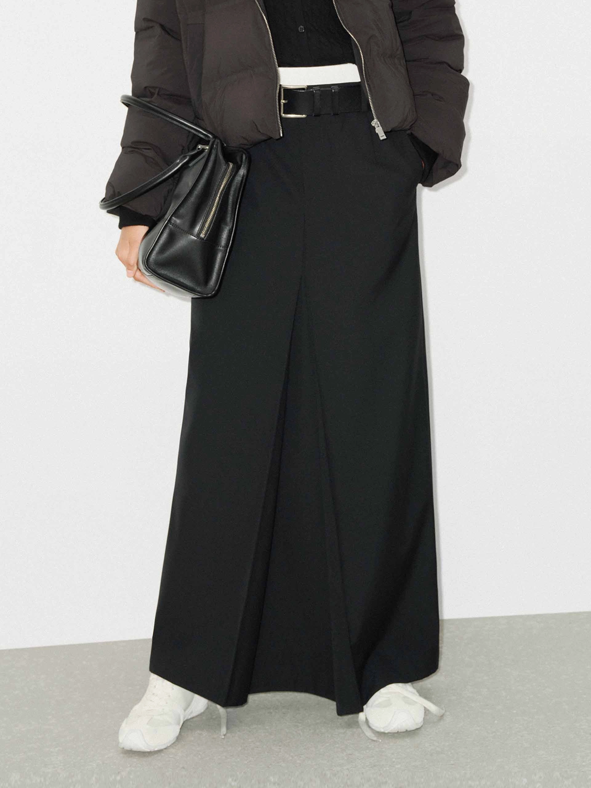 Maxi Wool Blend Skirt Flexible Ankle Cuffs