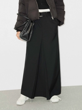 Maxi Wool Blend Skirt Flexible Ankle Cuffs