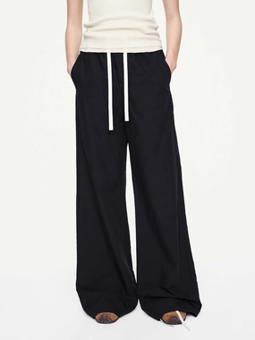 Drawstring High Waist Trousers Walk Friendly