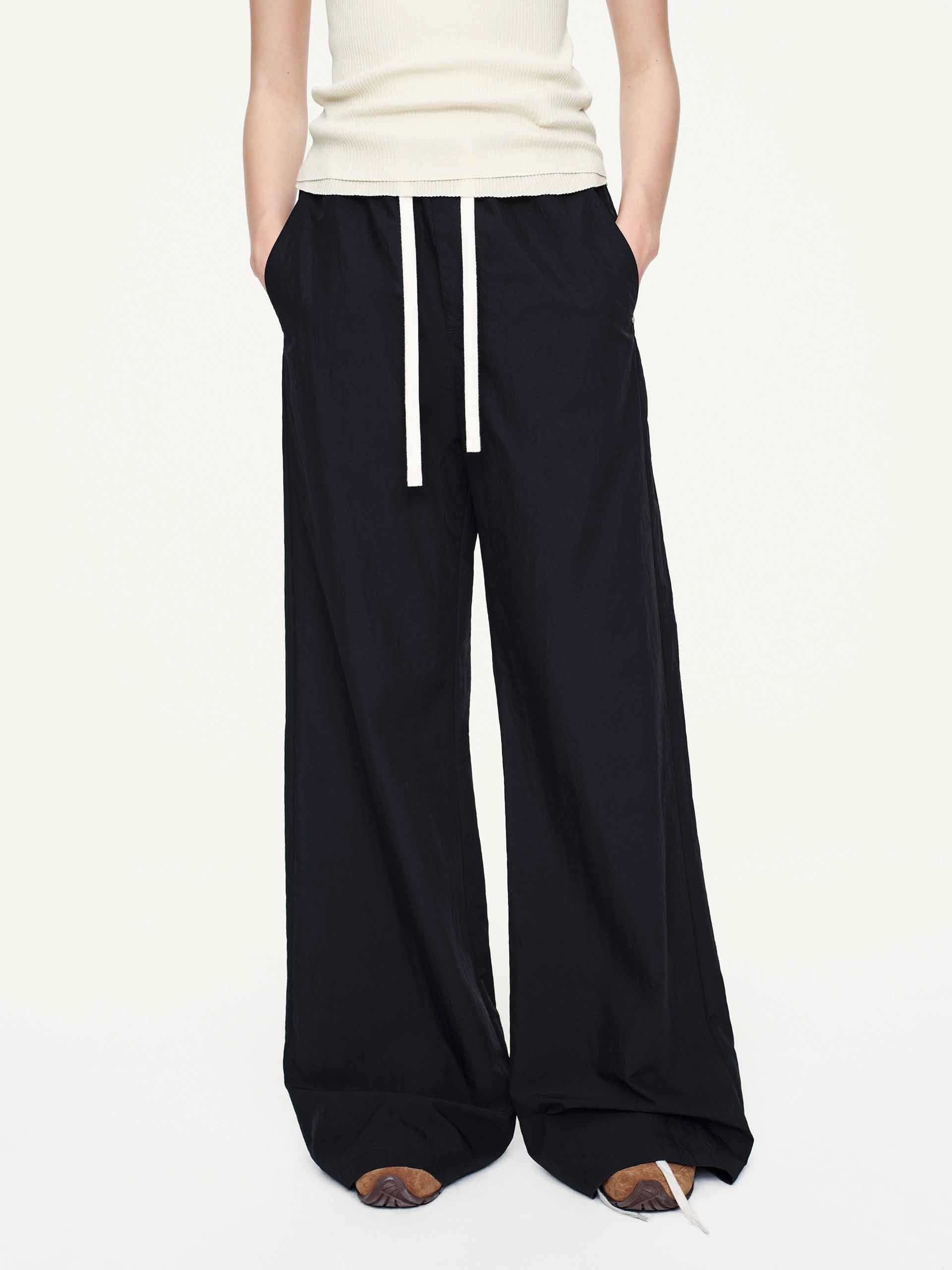Drawstring High Waist Trousers Walk Friendly