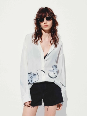 Cat Print Long Sleeves Shirt Eco Conscious Packaging