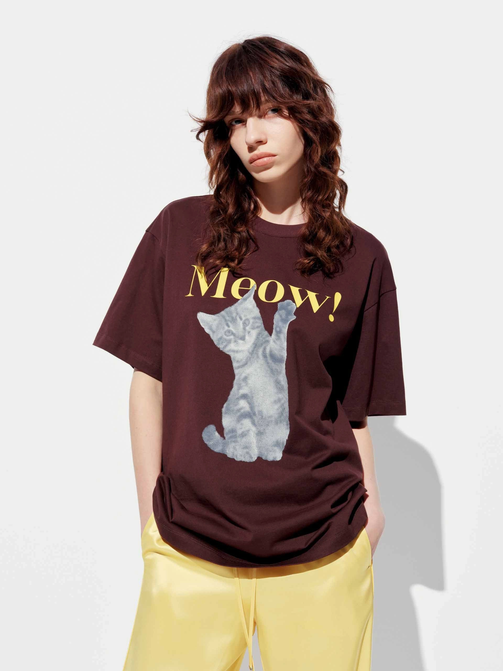 Cat Printed Cotton T-shirt Sleek Design