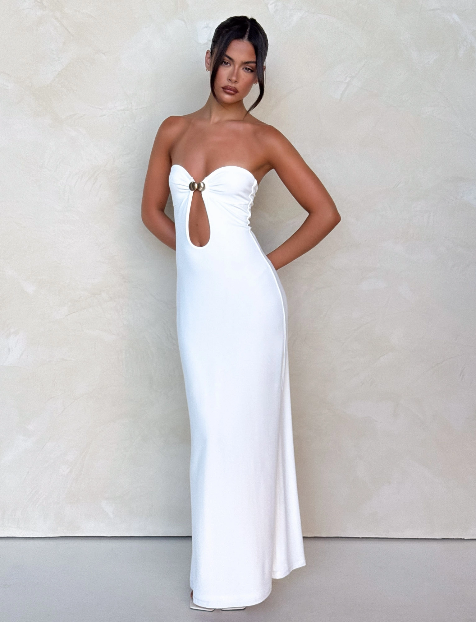 CECILY MAXI DRESS - WHITE Classic Motion Fashionable event gown