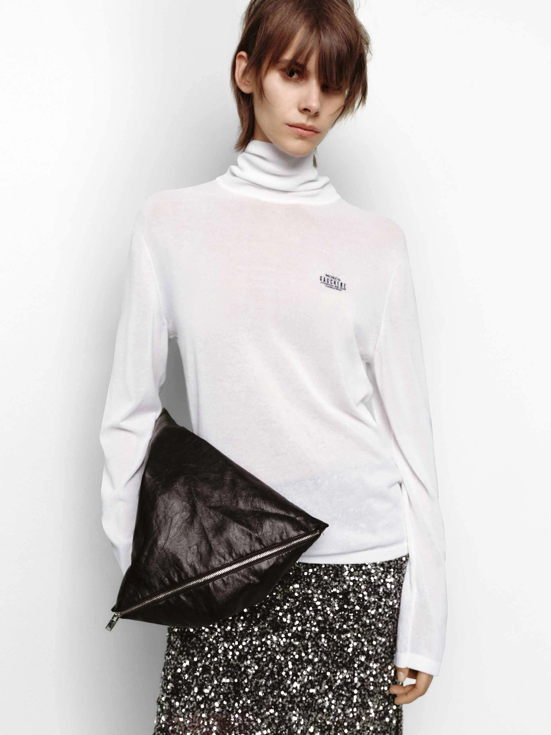 Cotton Blend Turtleneck Sweater High Collar Protection Design