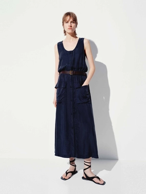 Cargo Style Midi Dress SoftTouchTexture