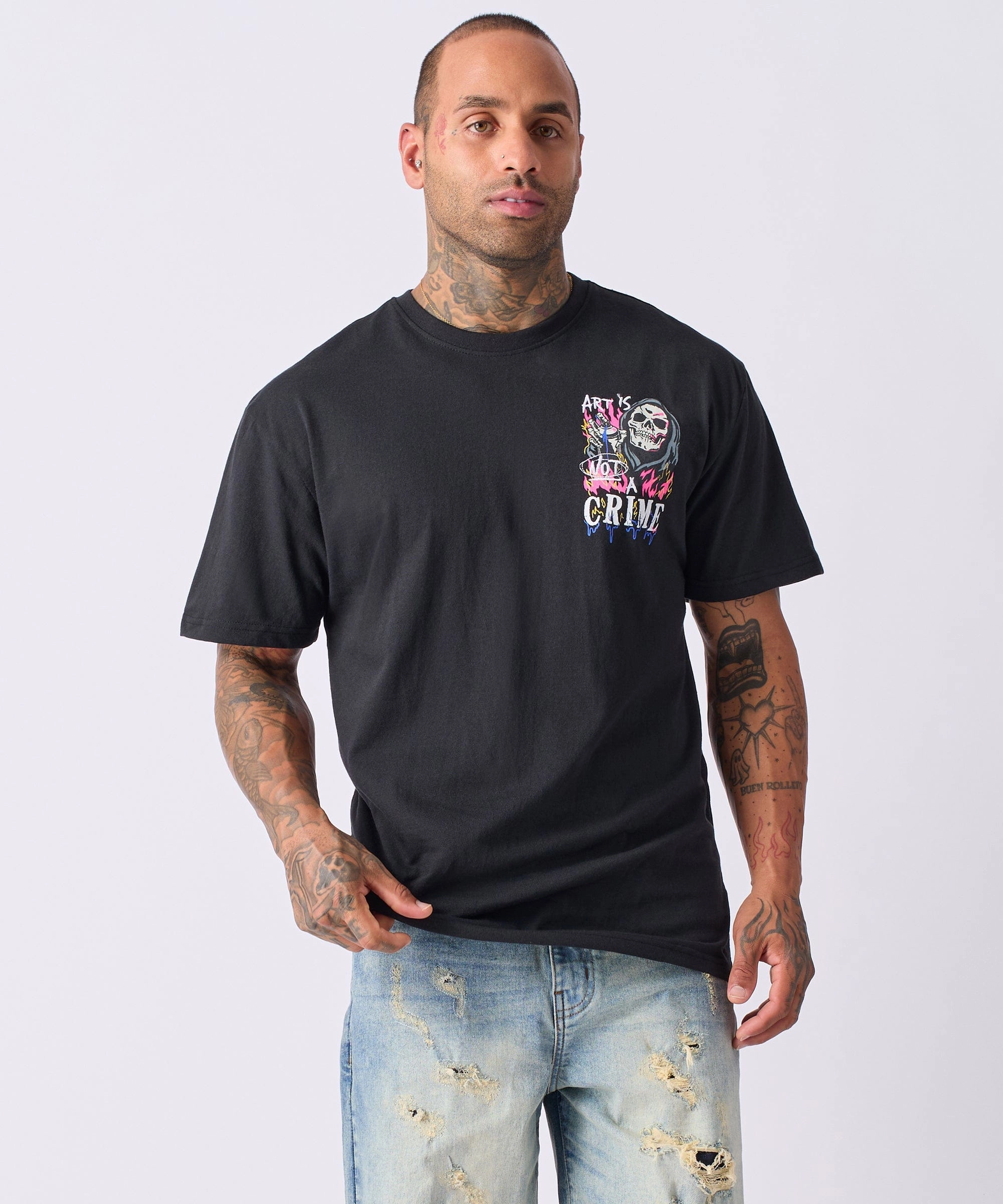StretchComfort Eco Friendly Blend Chaos Short Sleeve Tee - Black