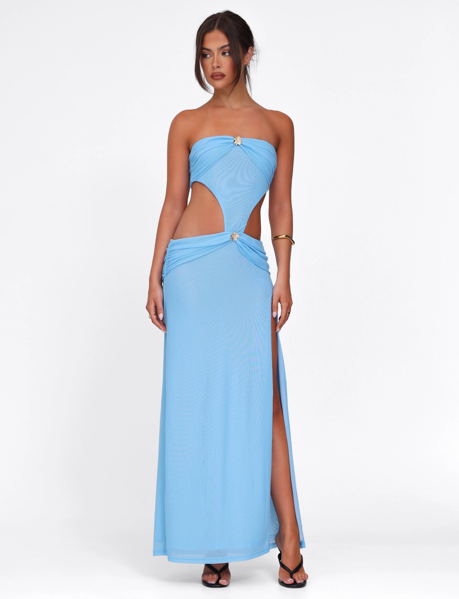 KYNLEE DRESS - BLUE : SKY BLUE Halter neck Art Inspired