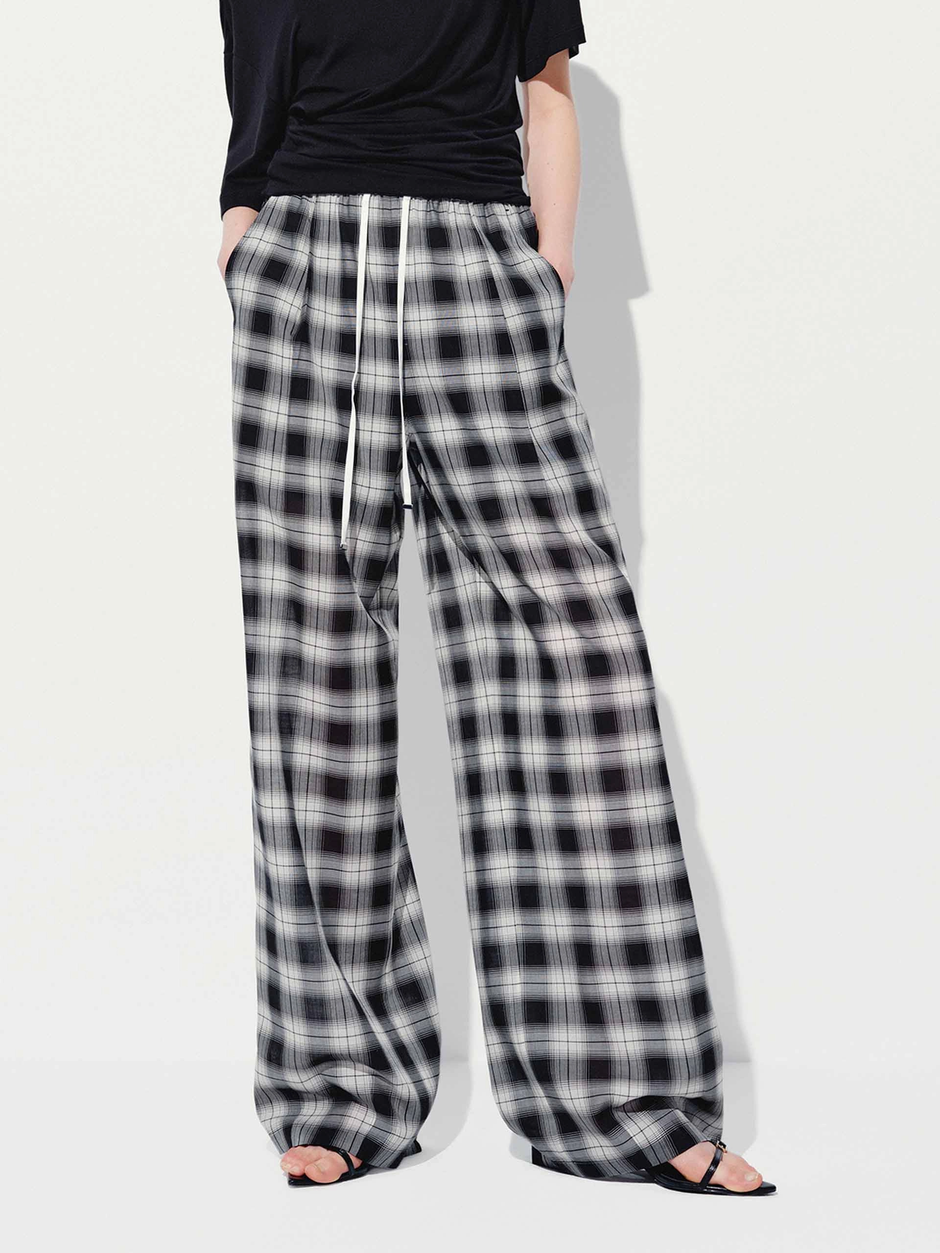 AllDayComfort Compact Storage Checked Drawstring Trousers
