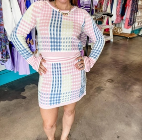 Checkered Sweater In Pastel Classic Comfort Relaxed Fit
