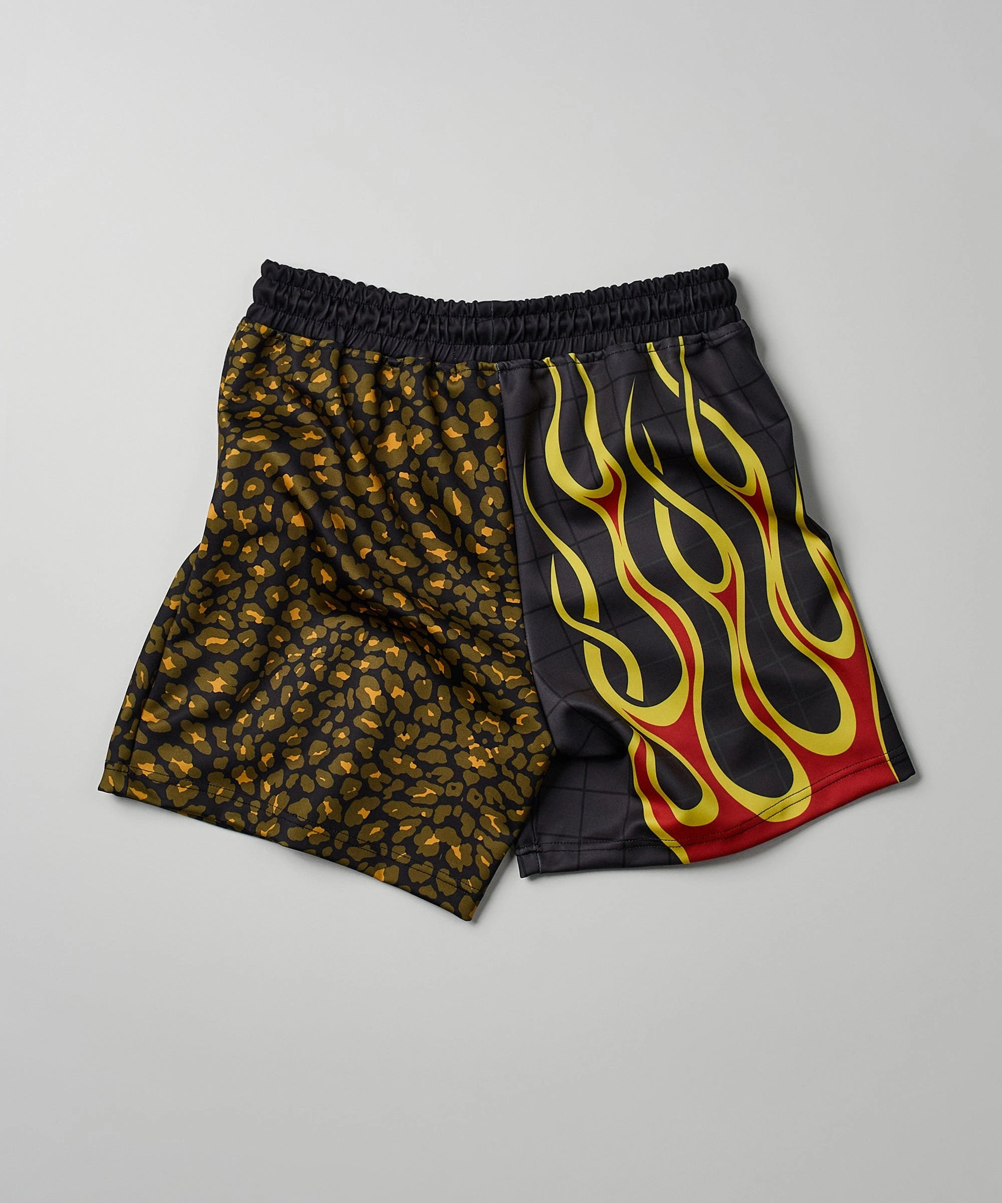 Cheetah And Flames Split Shorts HighElasticity SeamlessSidePanels