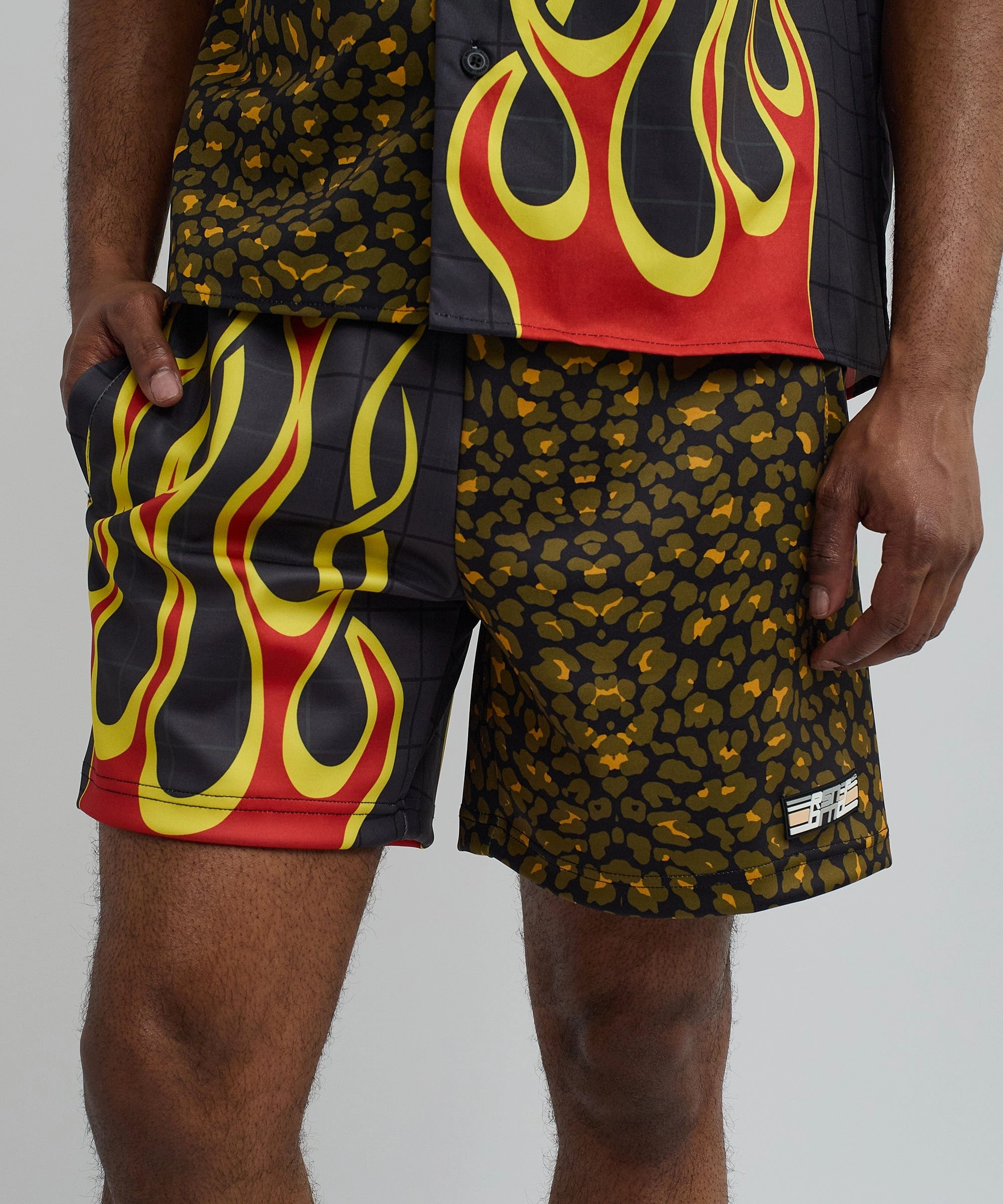 Cheetah And Flames Split Shorts Oversized Fit