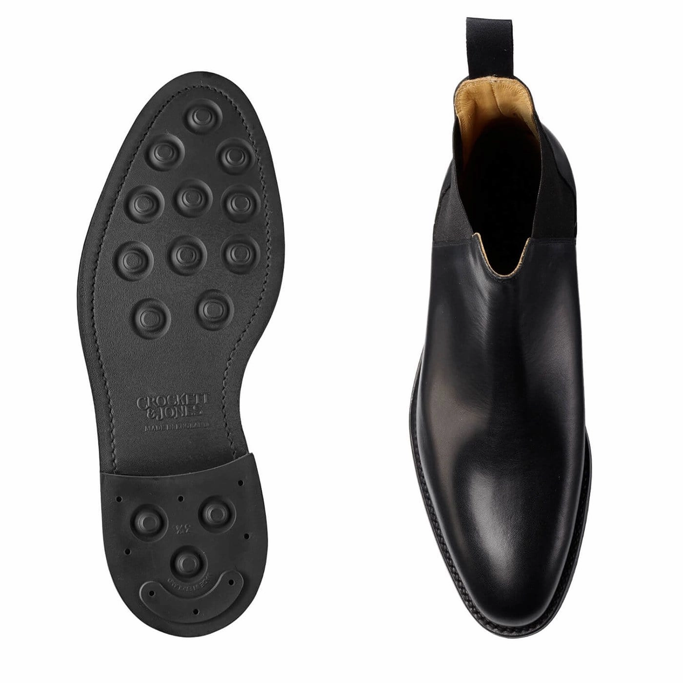 Chelsea 8 Black Wax Calf Cushioned Footbed Seamless Interior Construction