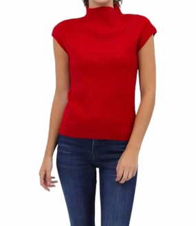 Winter Wear Layered Knitwear Cheminee Rib Top In Cranberry