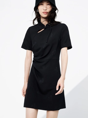 Cheongsam Buckle Cutout Dress Polished office dress Stylish Line