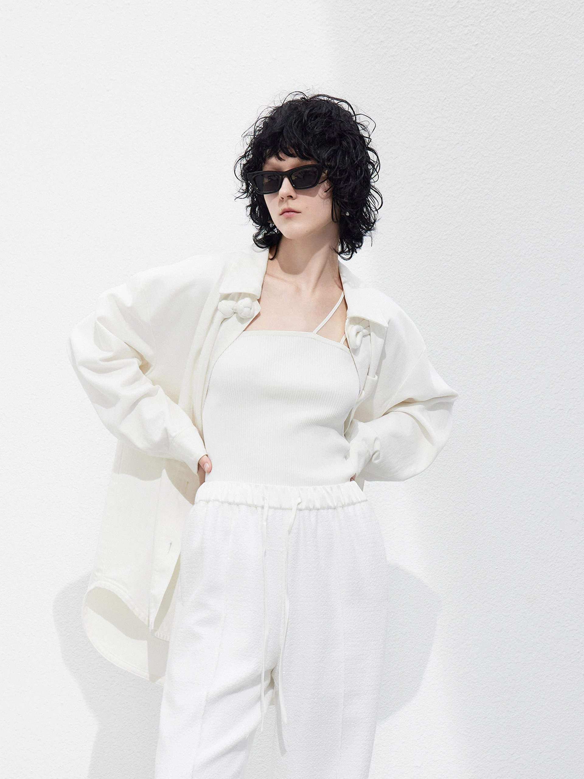 Cheongsam Buckle Jacket in Cotton Neutral Style Active Urban Layer