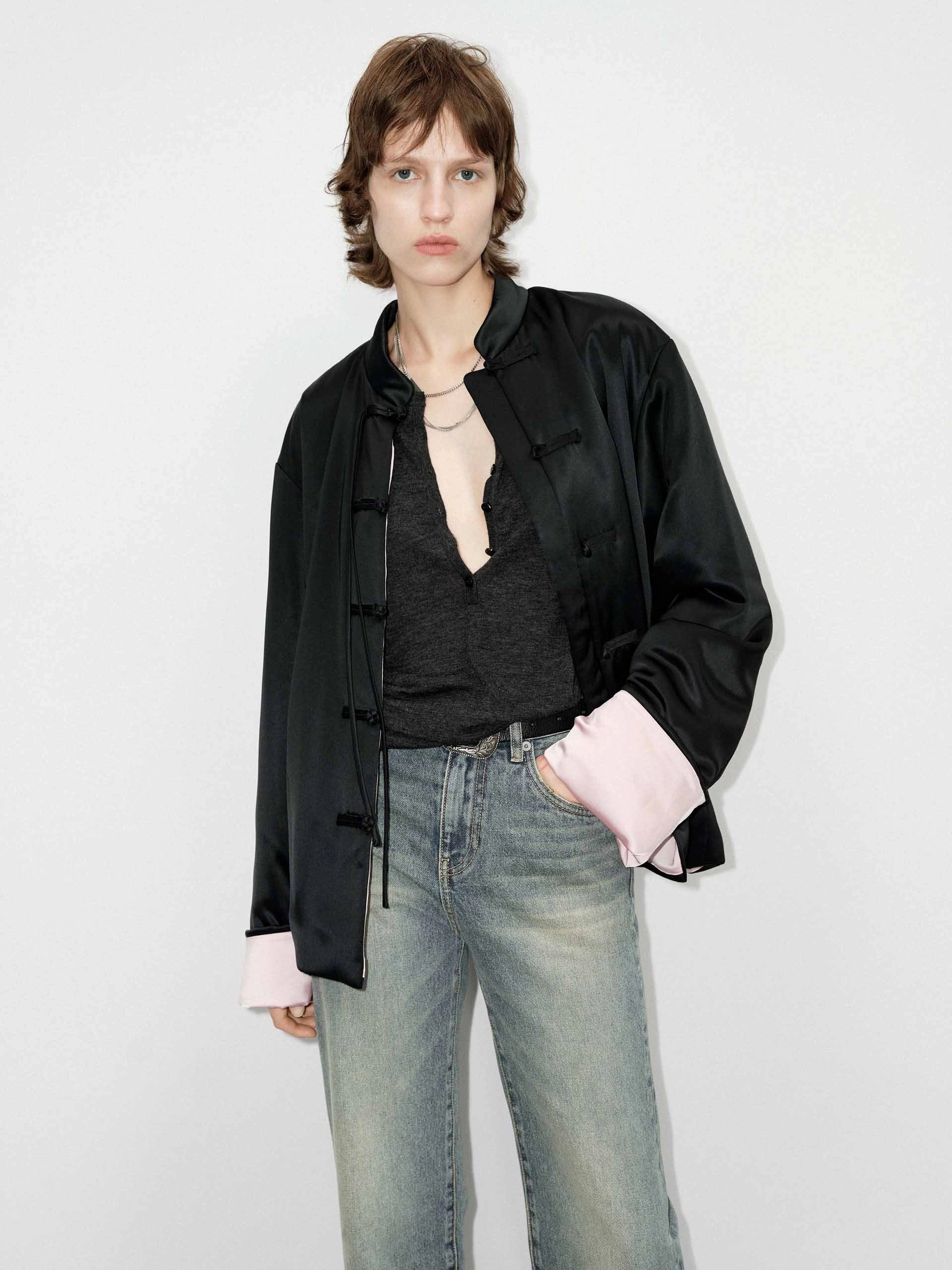 Faux Fur Collar Cheongsam Button Quilted Coat