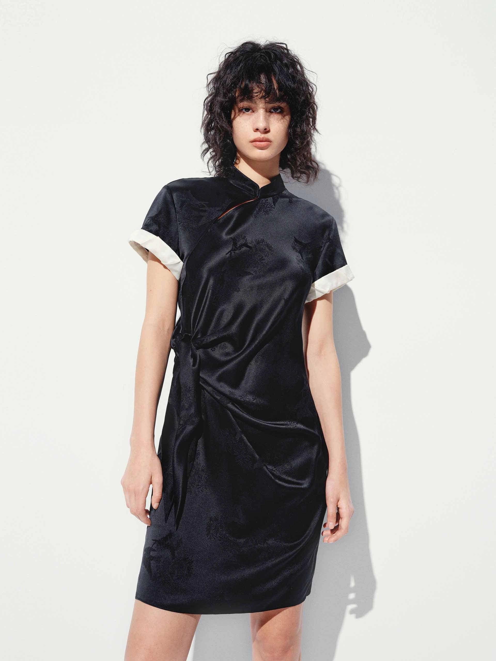 Night Charm Fresh Outfit Cheongsam Pleated Mini Dress