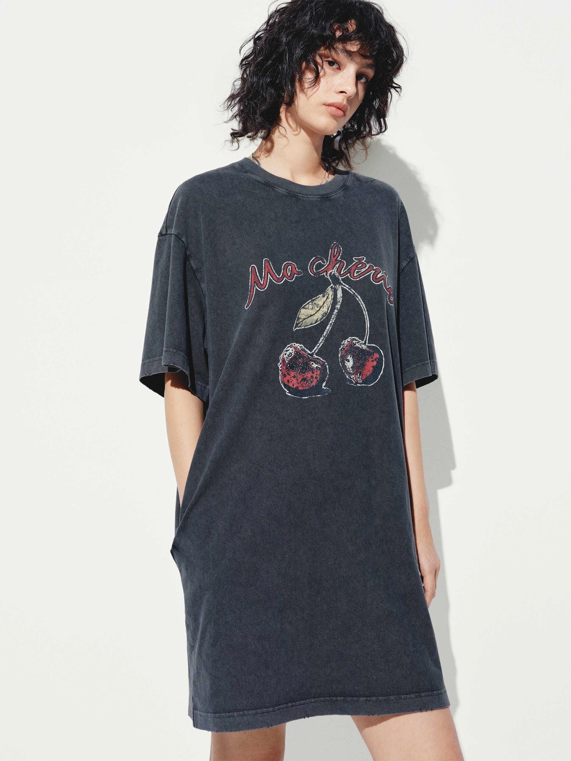 Cherry Cotton Loose Dress Urban Aesthetic