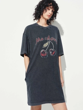 Cherry Cotton Loose Dress Urban Aesthetic