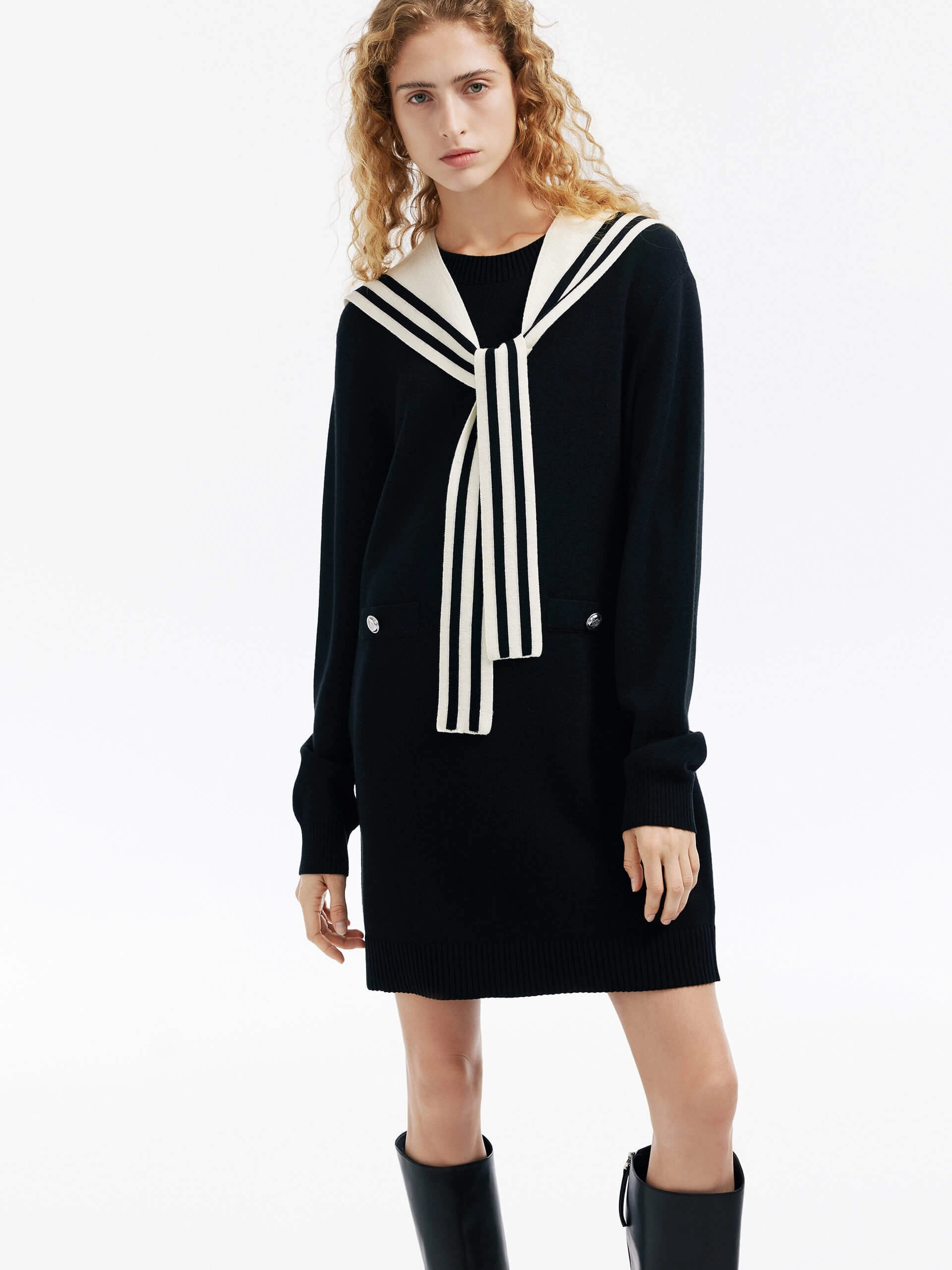 Casual and Stylish Navy Collar Mini Dress