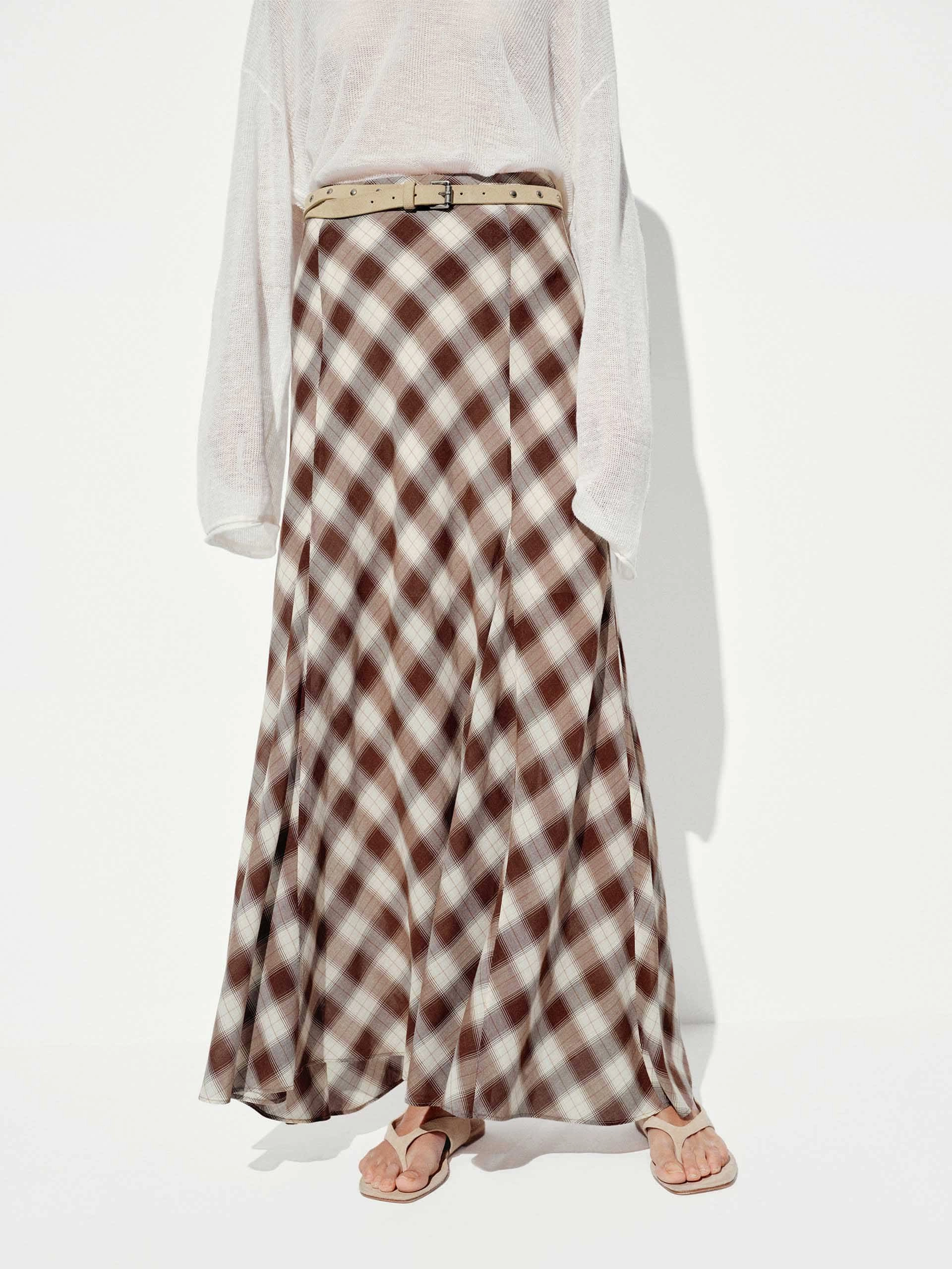Checked Mermaid Maxi Skirt Perfect Look