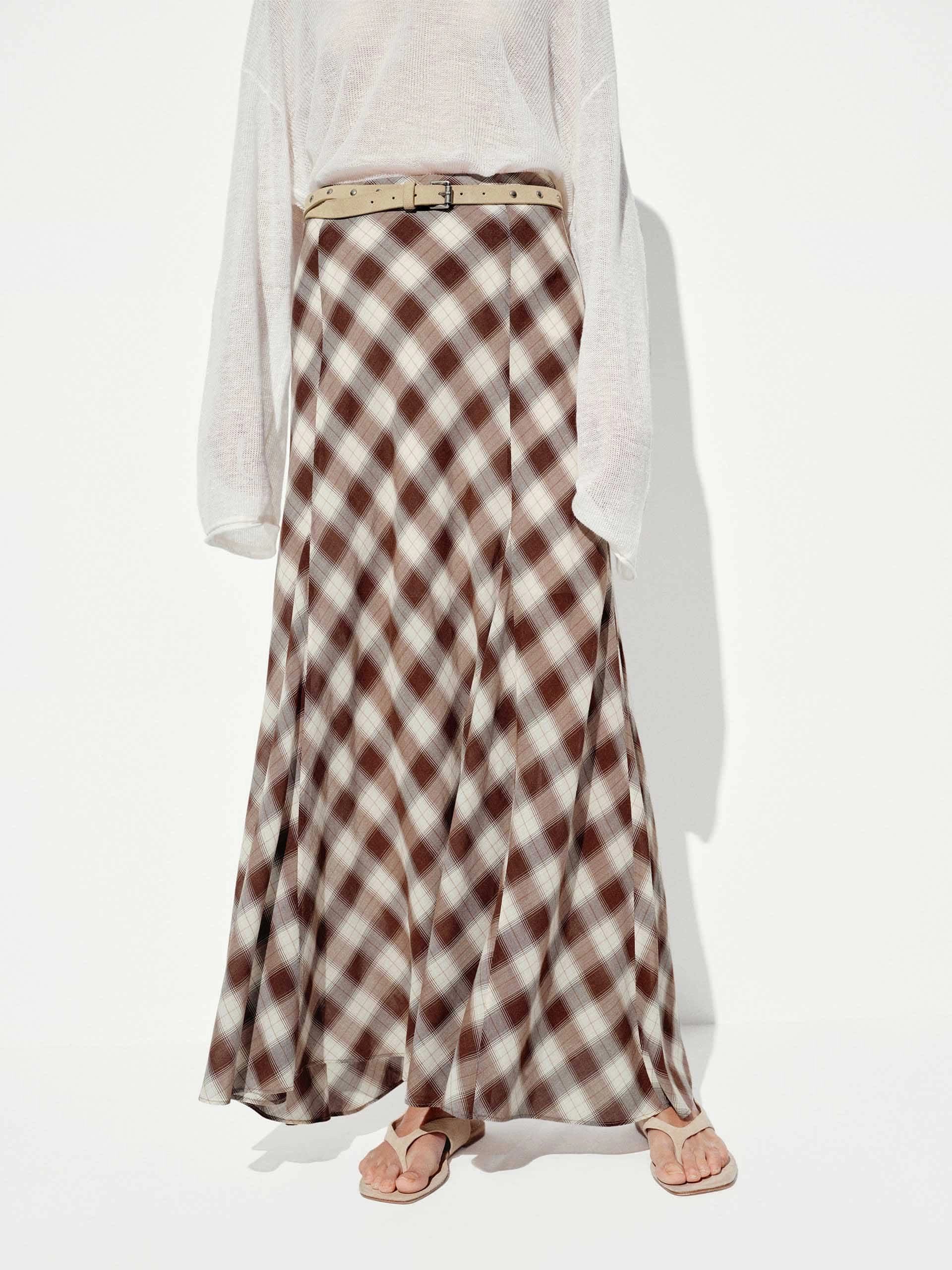 Essential Fit Daily Motion Checked Mermaid Maxi Skirt