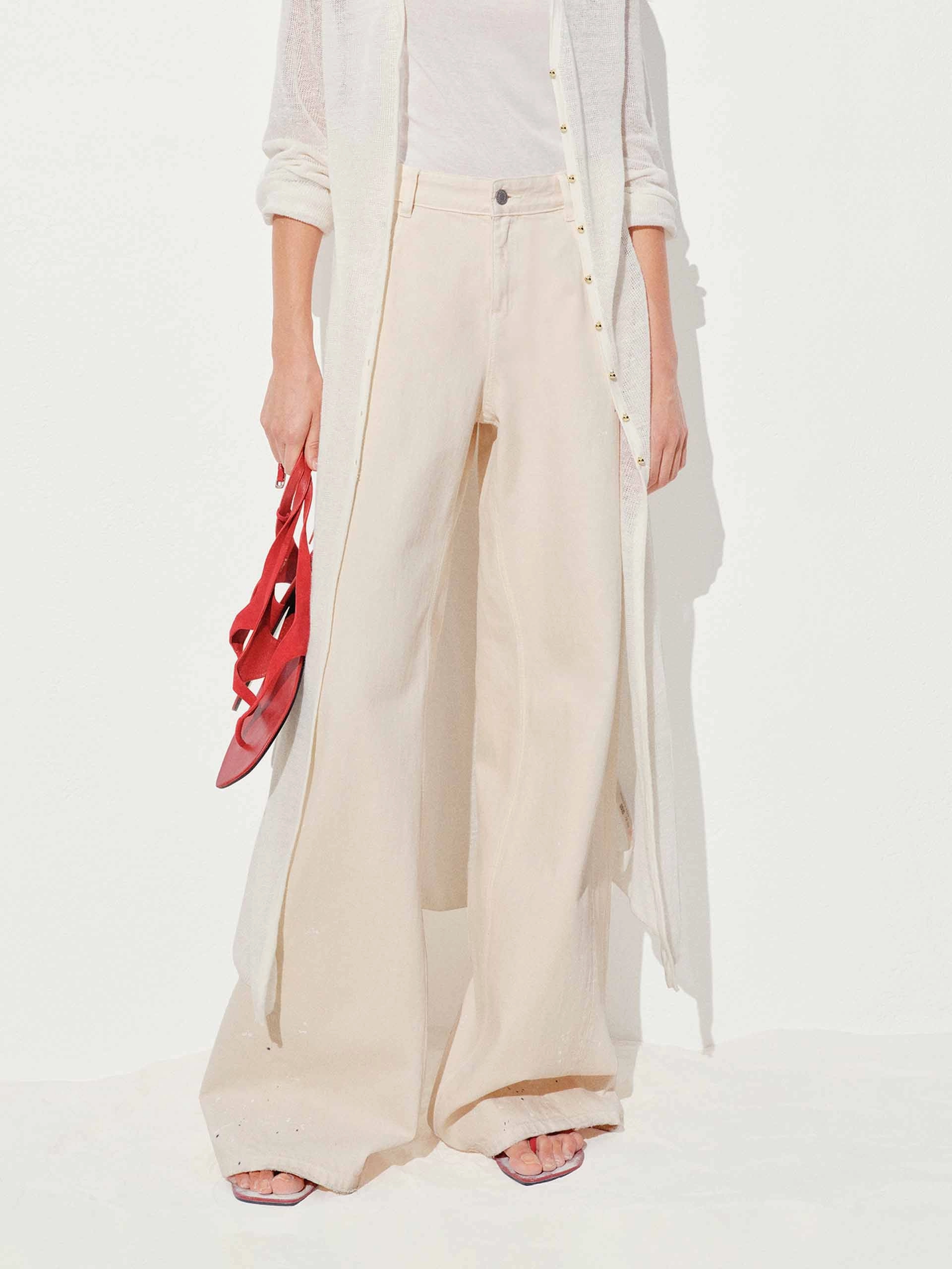 Ink-splashed Wide Leg Jeans Double Stitched Seams Parent Style Evening Stroll Festival Outfit