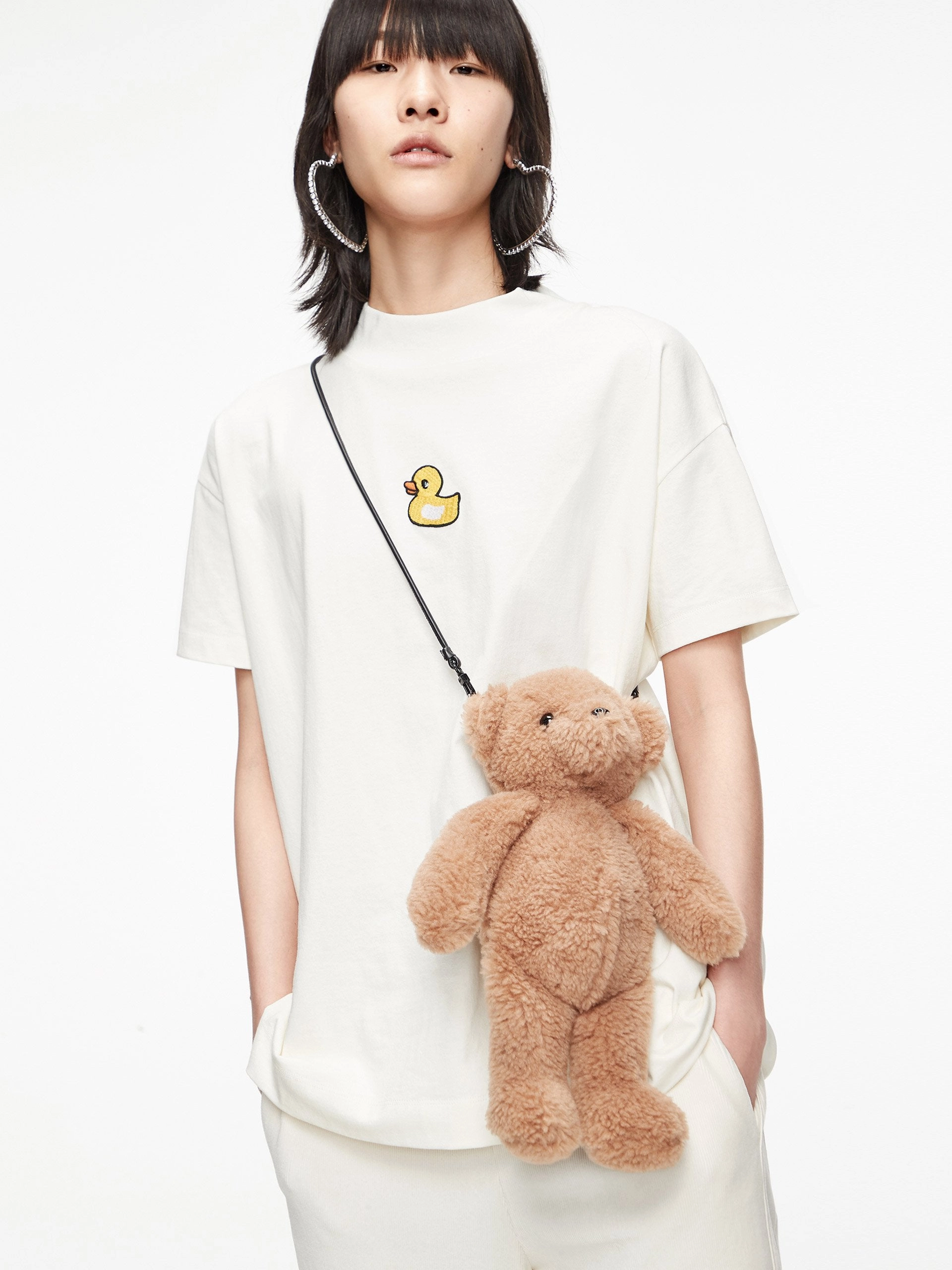 HOT SALE Ribbed Collar Cartoon T-shirt Active Style Trend Reinforced Hems