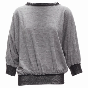Lanvin wool cashmere mesh trim batwing sweater Knitted Layering Low Impact Production