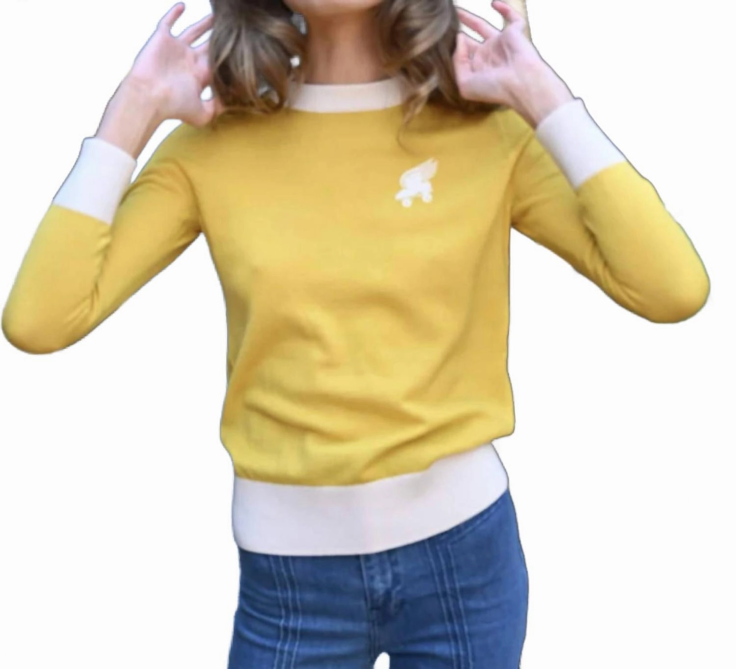 Rollergirl Sweater In Yellow Softened Edges Trendy Knit