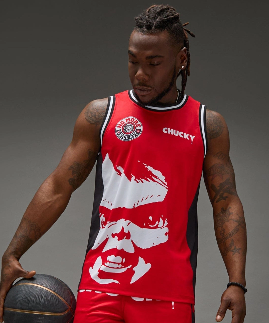 Microfiber Blended Fabric LightweightMaterial Chucky Basketball Jersey - Red
