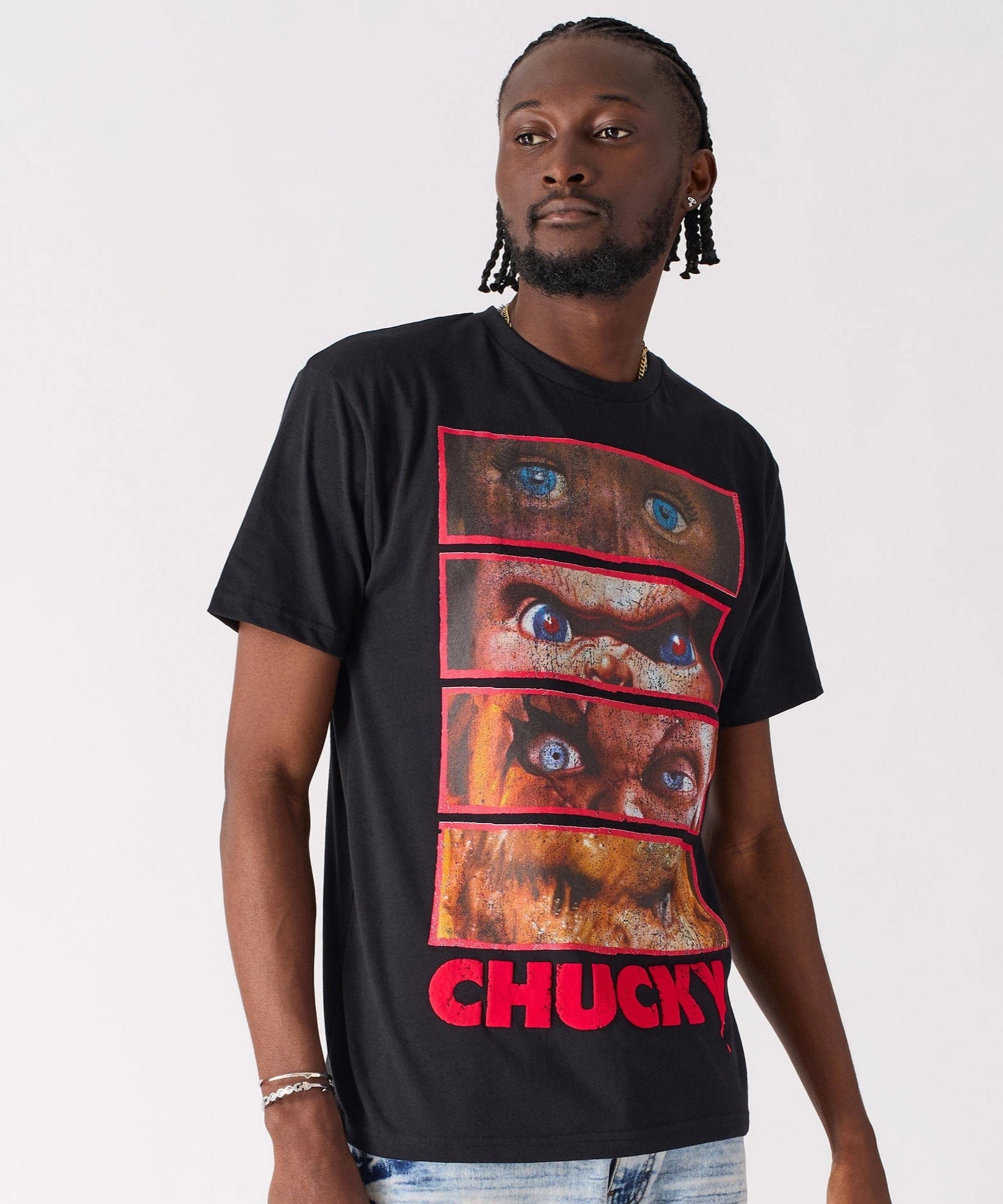 Chucky Eyes Short Sleeve Tee - Black TemperatureRegulating Raglan Sleeve