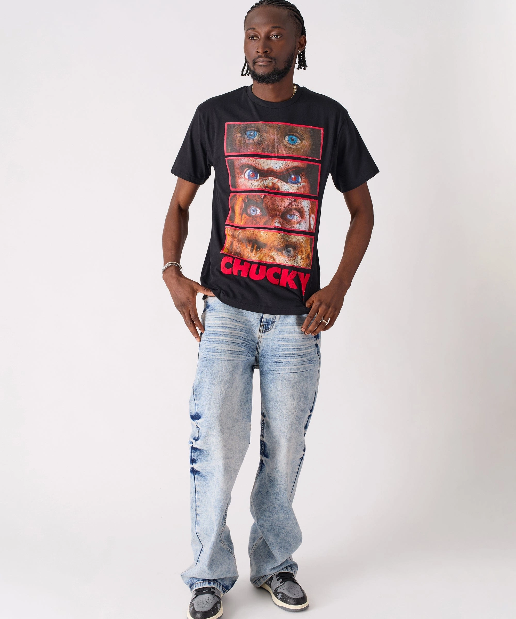 Anti Pilling Chucky Eyes Short Sleeve Tee - Black