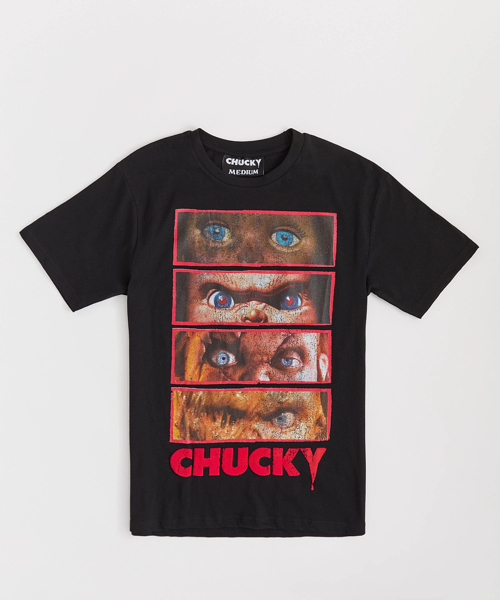Chucky Eyes Short Sleeve Tee - Black DurableDoubleLayeredHem