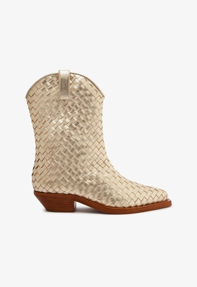 Stable Support River Crossing Cicera Woven Metallic Leather Bootie