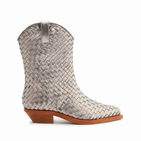 Cicera Woven Metallic Leather Bootie Breathable Work Commute