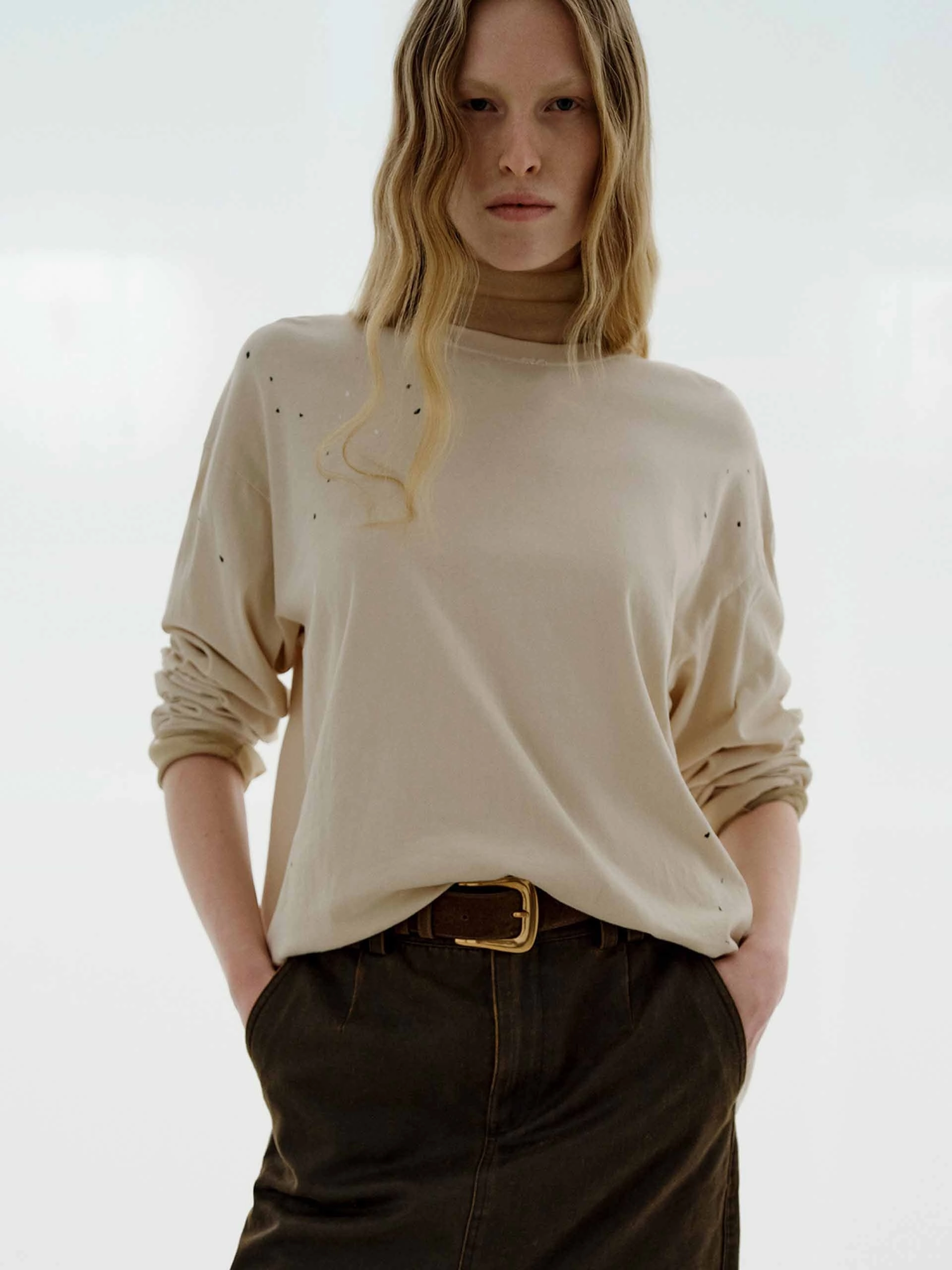 Seasonal Comfort Style Ink-splashed Cotton T-shirt