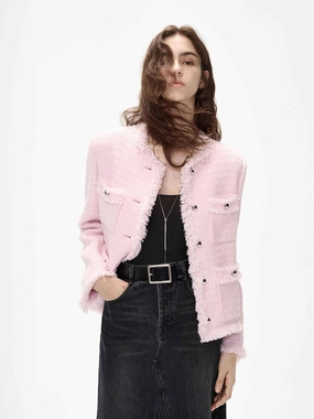 Tweed Textured Pocket Jacket Textured Weave Pattern