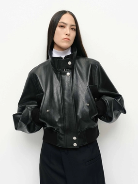 Cropped Leather Jacket anti slip grip QuickRelease Buckles