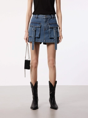 Pocket Reinforcement AntiStaticFinish Cargo Pocket Denim Skorts