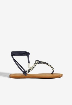 Claire Blue Flat Sandal Travel-ready Footwear