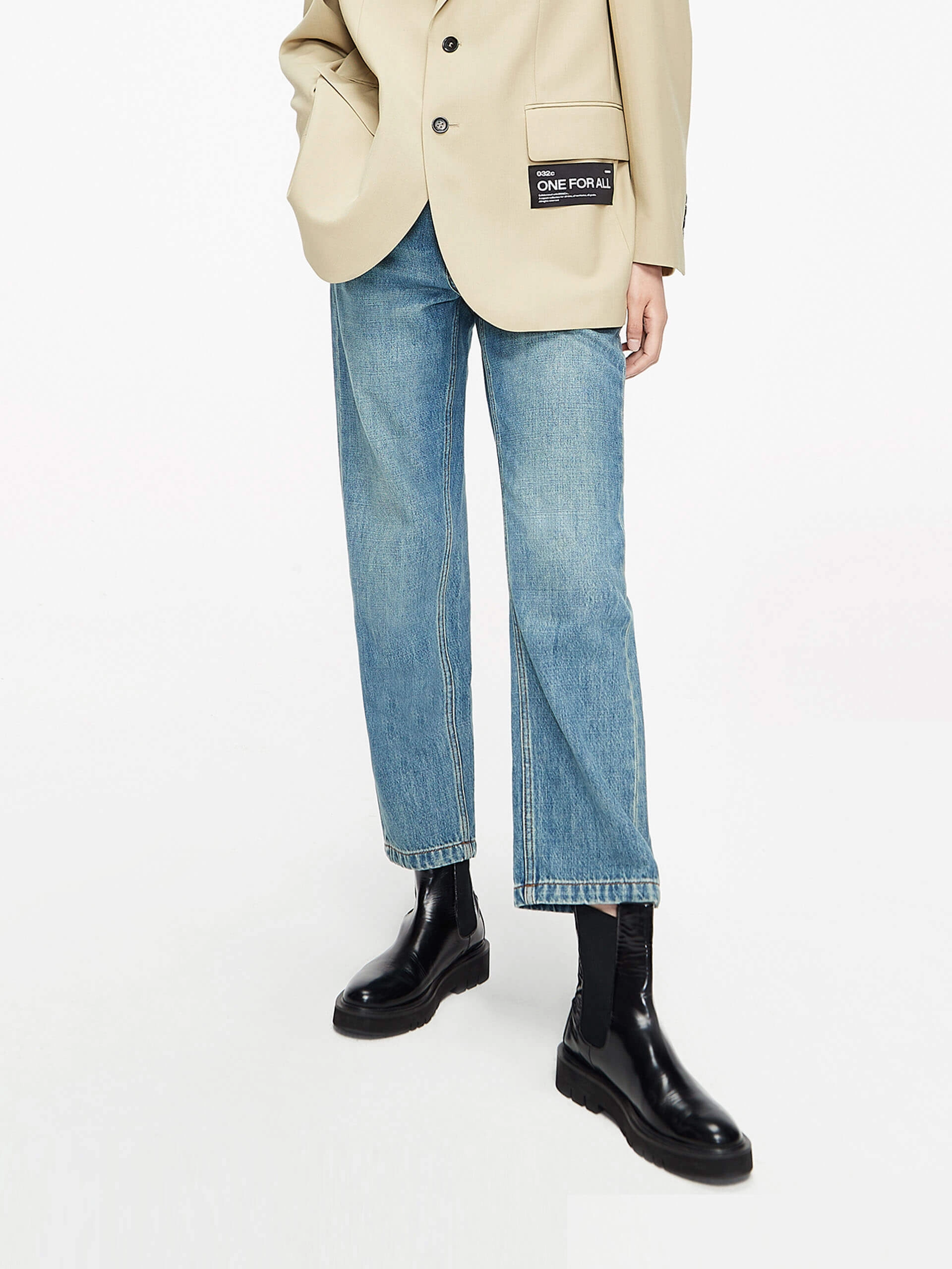 Basic Fashion Cotton Washed Straight Jeans