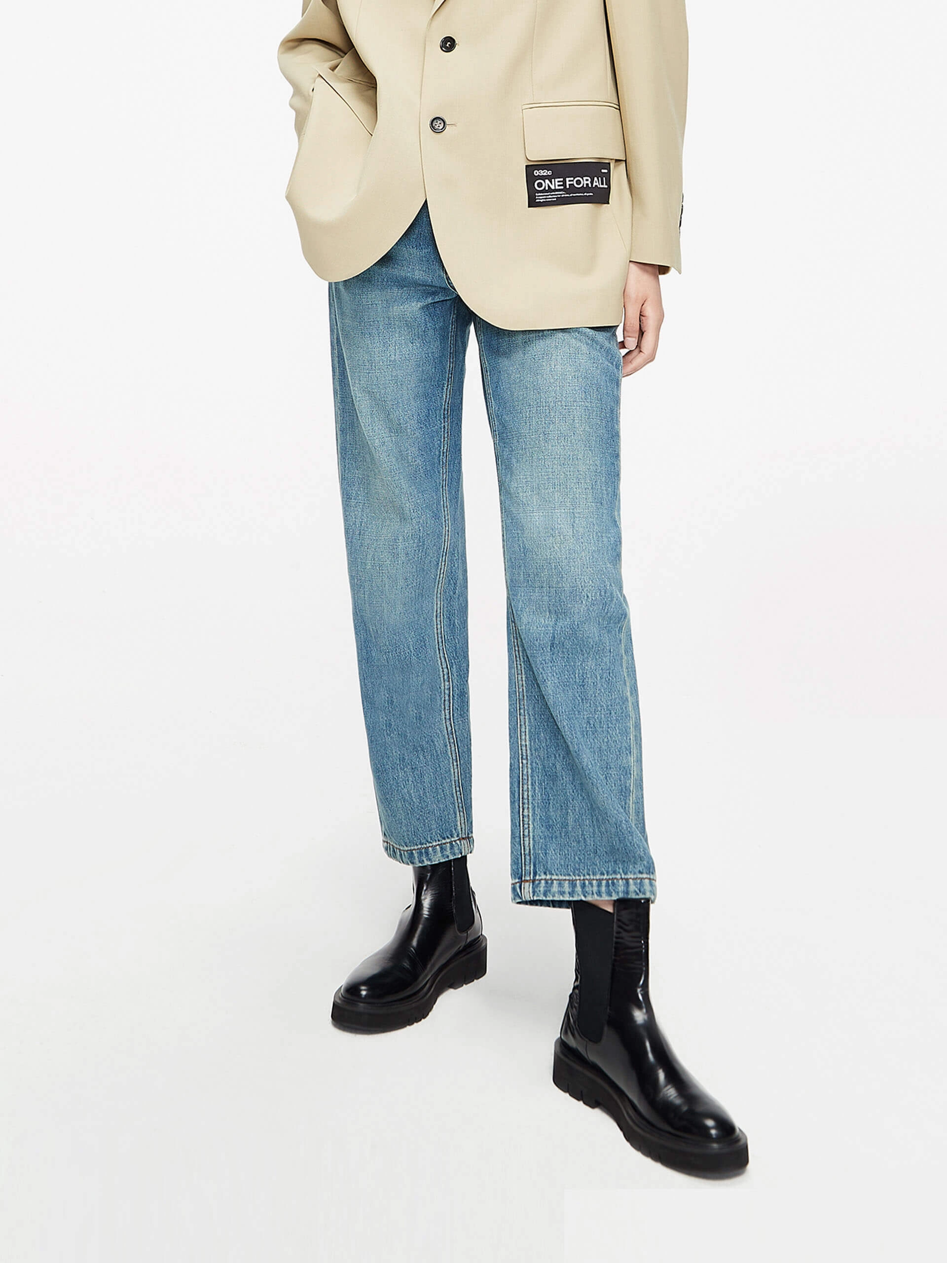 Smart Comfort Recycled Material Cotton Washed Straight Jeans