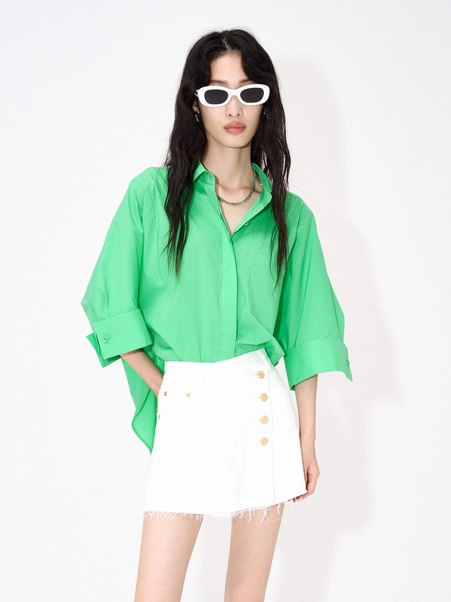 Classic Cotton Blend Shirt Non Slip Shoulder Seams