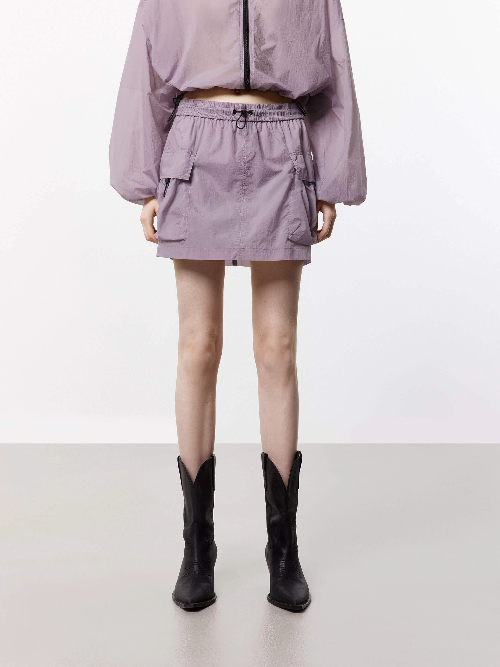 Cozy Wear Versatile Waist Drawstring Detail Pocket Skirt