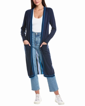 WISPR Longline Stripe Silk-Blend Maxi Cardigan Trendy Appeal Fashionable knitwear